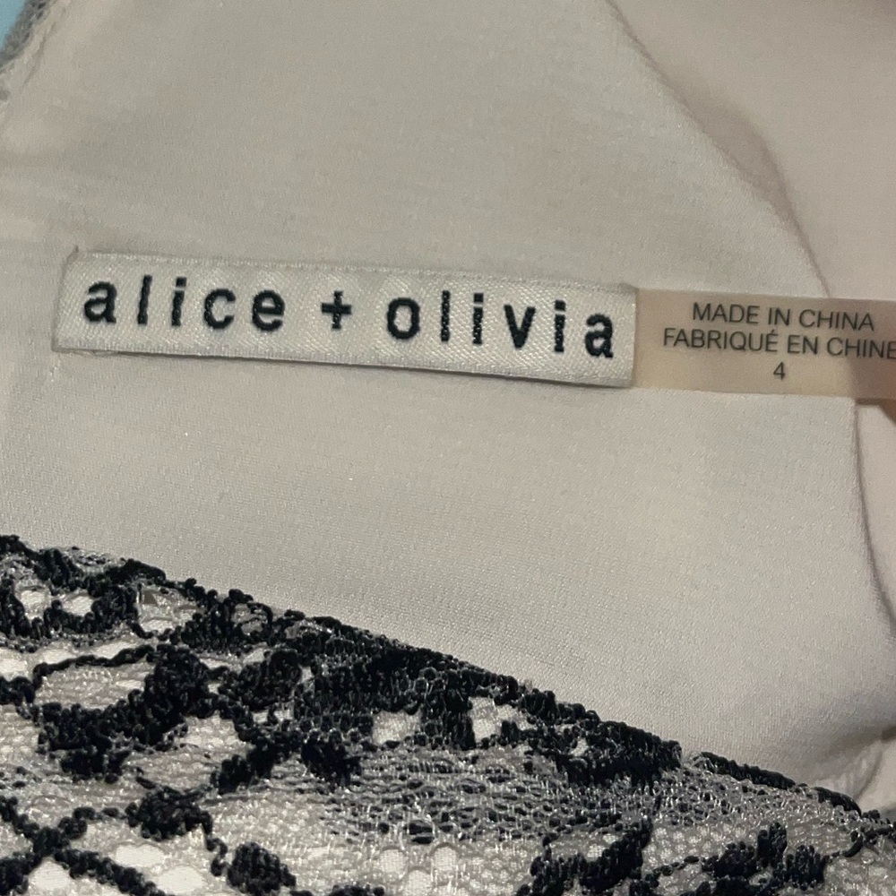 Alice + Olivia Women’s Lace Mesh Lined V-Neck Cocktail Dress • Size 4 - Picture 11 of 15